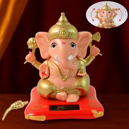 Solar-powered Dancing Ganesha idol by Wukusy, decorative Lord Ganpati showpiece with moving features, ideal for home decor.
