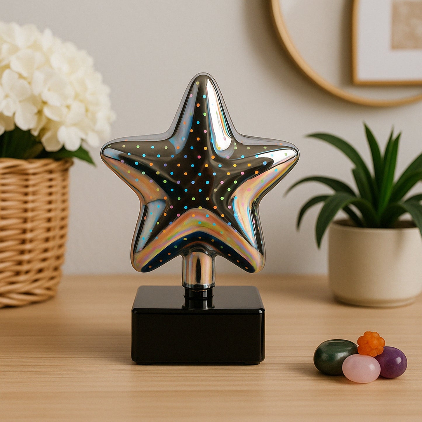 Star-shaped 3D illusion decorative LED night lamp by Wukusy, ideal for home decor and ambient lighting.