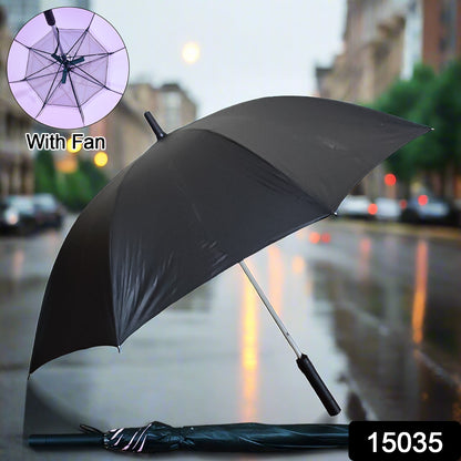 Wukusy sun umbrella with built-in inside fan and power bank, ideal for summer outdoor comfort and home decor.