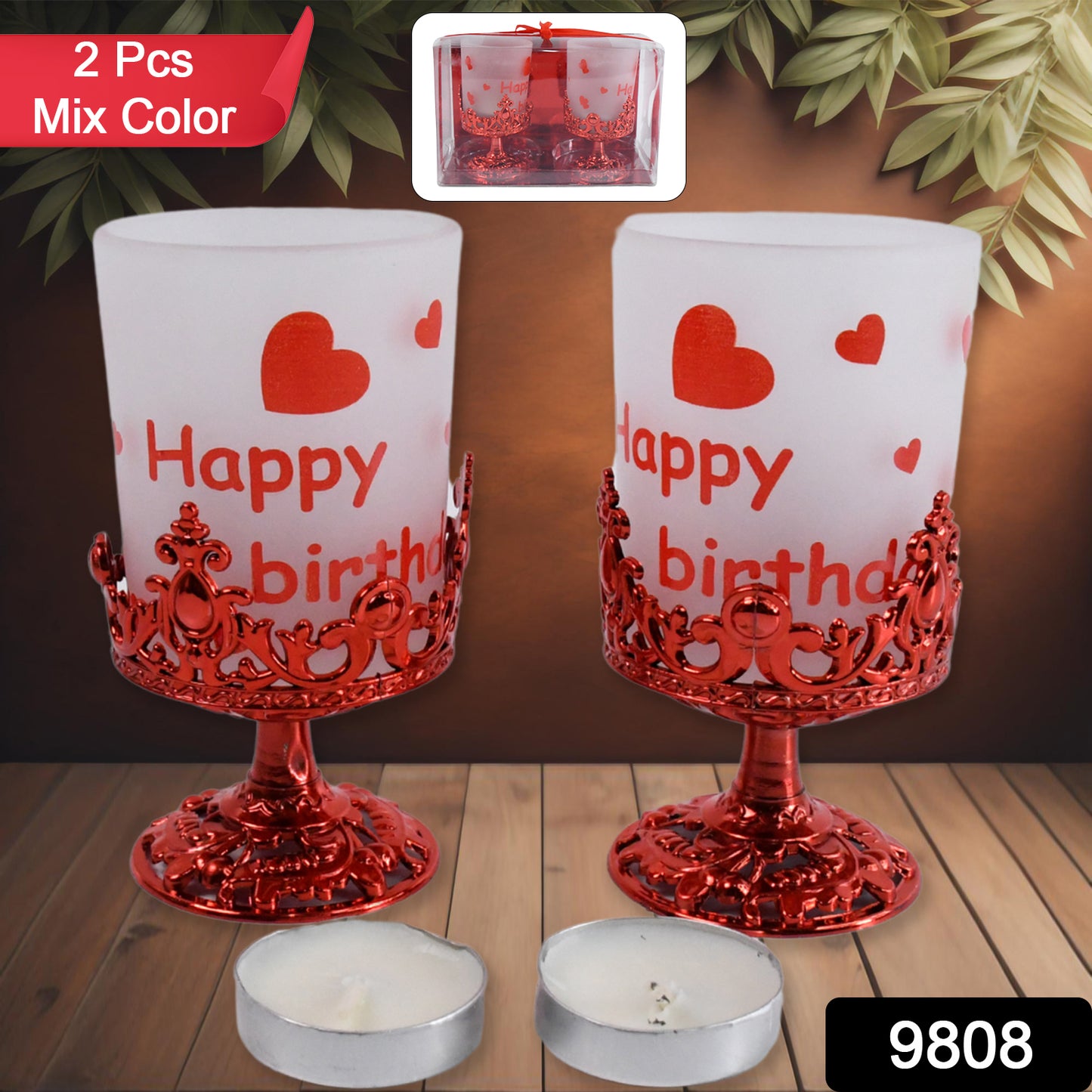 Wukusy plastic tealight holder set with stylishly shaped candle diya stands for home decor, festive and decorative design, 2-piece mix.