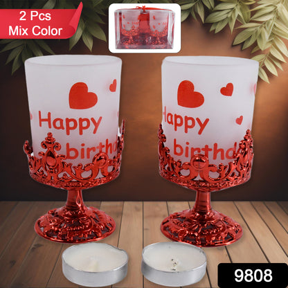 Wukusy plastic tealight holder set with stylishly shaped candle diya stands for home decor, festive and decorative design, 2-piece mix.