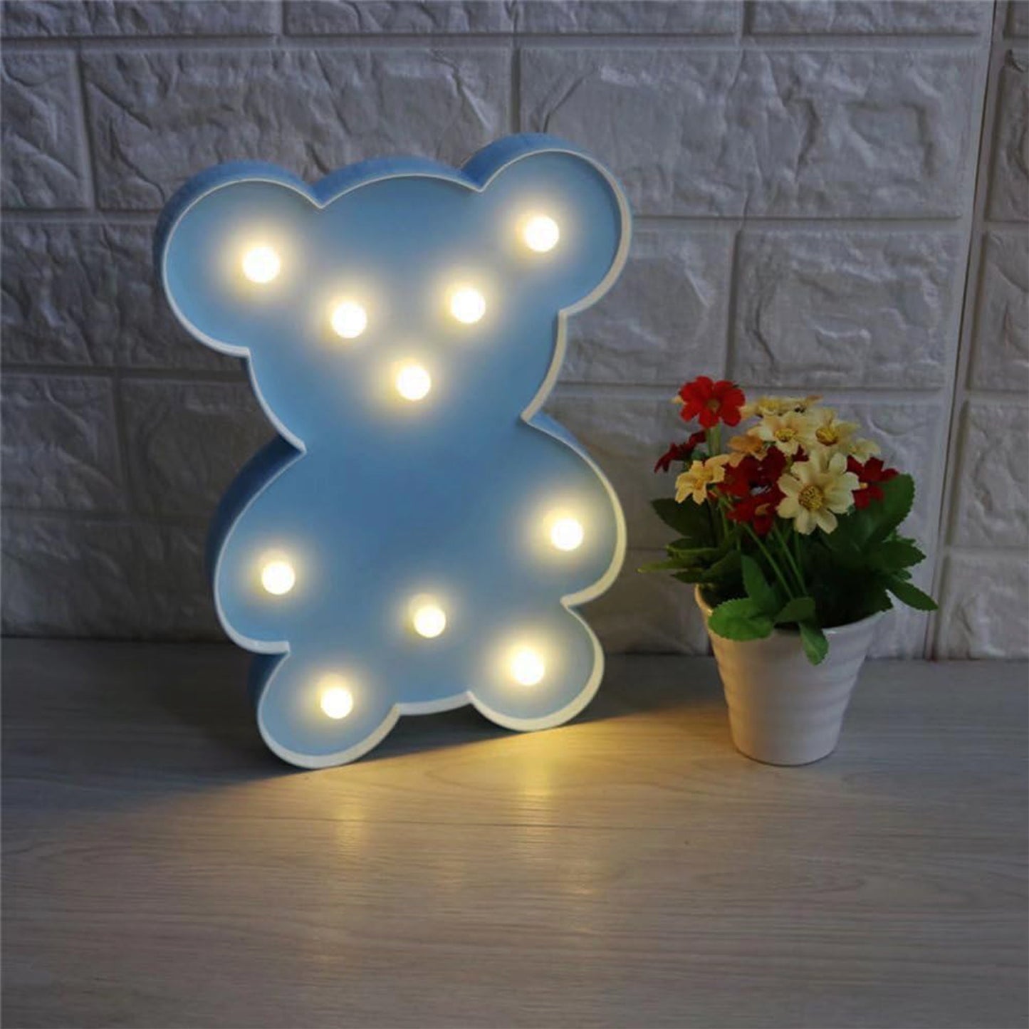 Wukusy teddy bear shape LED night light for home decor, soft glowing decorative light in a cute teddy bear design.