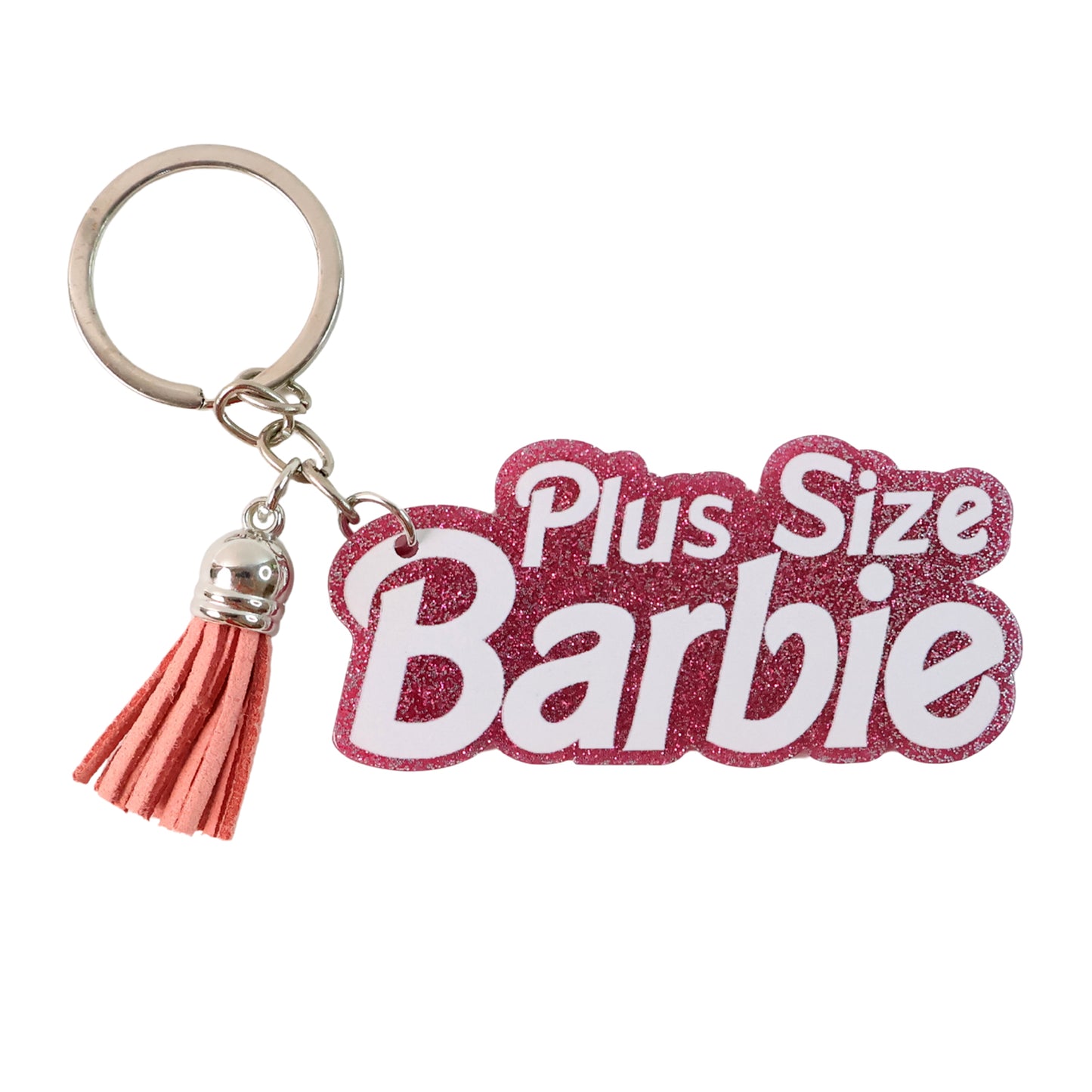 Wukusy glitter finish text keychain with tassel charm, designed as a stylish home decor accessory, featuring sparkling details.