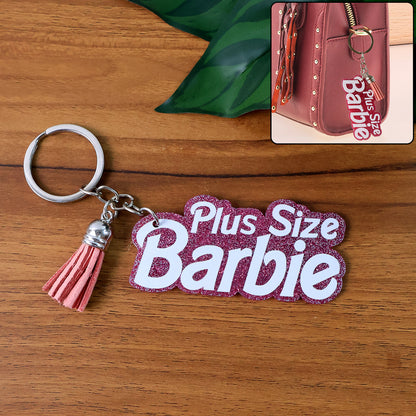 Wukusy home decor text keychain with glitter finish and tassel charm, featuring decorative details and a stylish design.