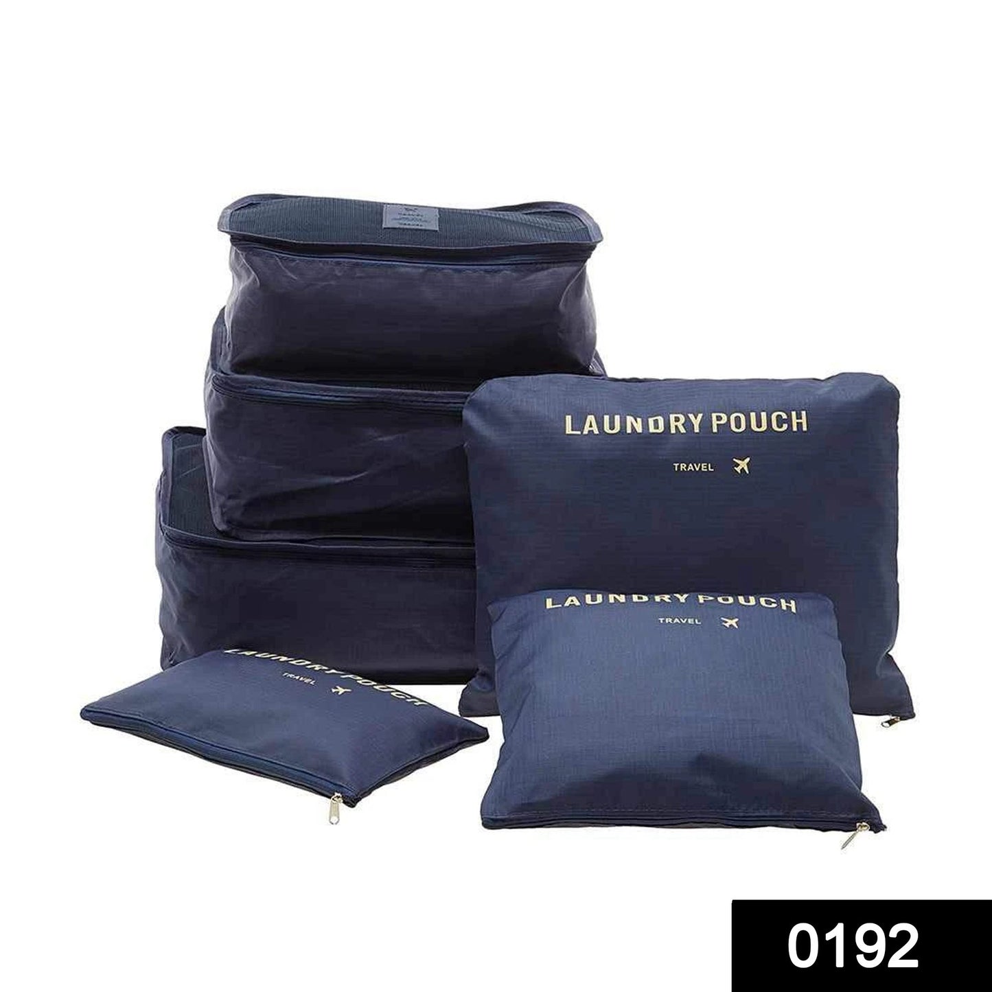 Set of six Wukusy cloth organizer pouches with zippers, ideal for laundry and home storage.