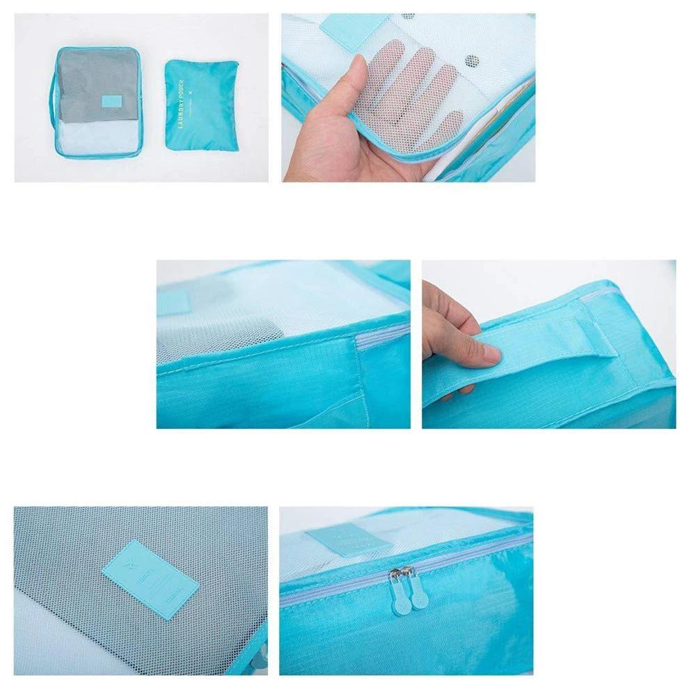 Set of six Wukusy cloth organizer pouches with zippers, ideal for laundry and home storage organization.
