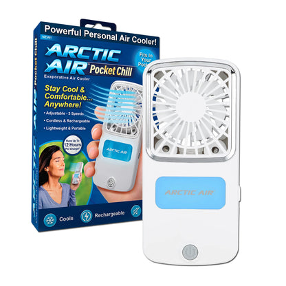 Wukusy Arctic Air Freedom portable personal air cooler on a home desk, compact and black with control panel.