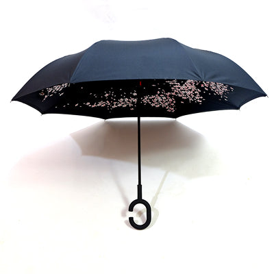 Wukusy 0233 printed travel windproof reverse umbrella open, showcasing colorful design and sturdy construction for home and travel use.