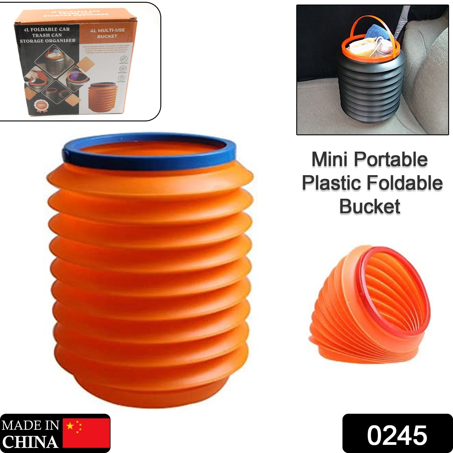 Wukusy foldable storage bucket and water container, multiuse dustbin for home, car, and kitchen cleaning and storage.