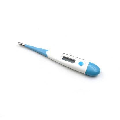 Wukusy digital thermometer for adults and children with LCD backlight display, showing a close-up of the thermometer and cover.