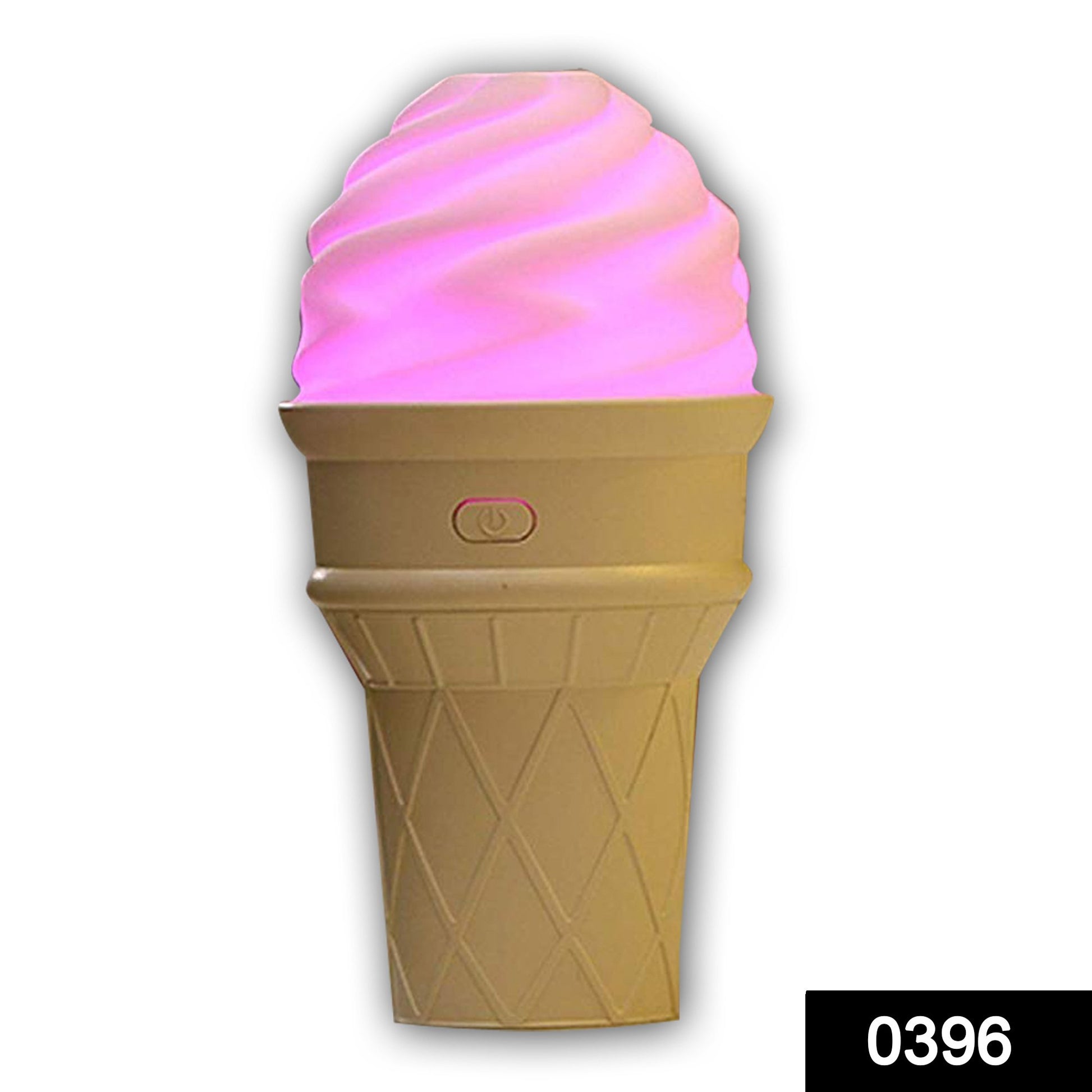 Wukusy ice cream design LED humidifier with multicolored lights, used for air freshening and adding fragrance to home.