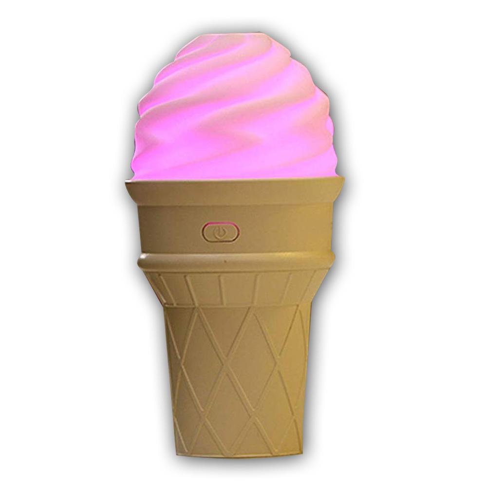 Wukusy ice cream design LED humidifier for home air freshening, multicoloured plastic with a playful ice cream shape.