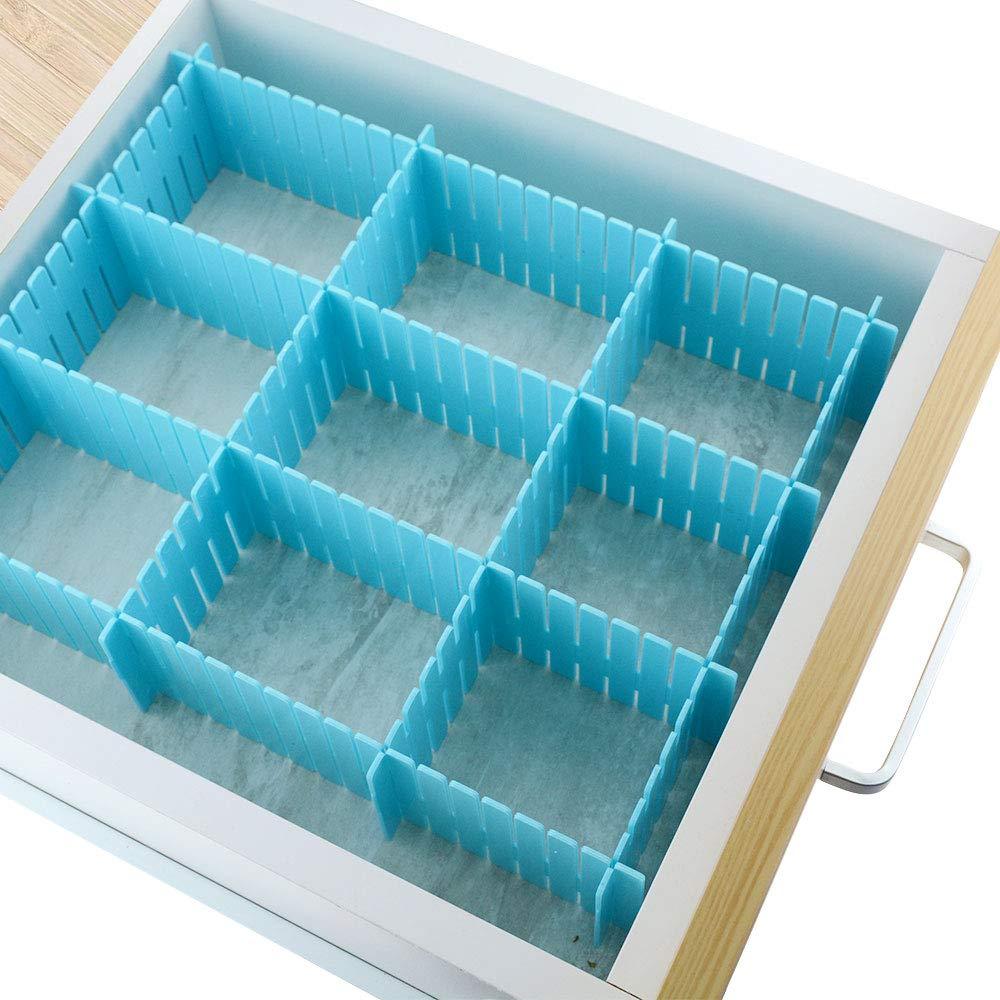 Wukusy adjustable drawer organizer and kitchen board divider, plastic storage solution for neat kitchen drawers and cabinets.