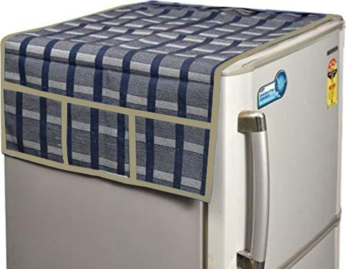 Decorative fridge top cover by Wukusy, featuring exclusive design, fits a standard home refrigerator for a stylish kitchen upgrade.