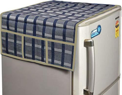 Decorative fridge top cover by Wukusy, featuring exclusive design, fits a standard home refrigerator for a stylish kitchen upgrade.