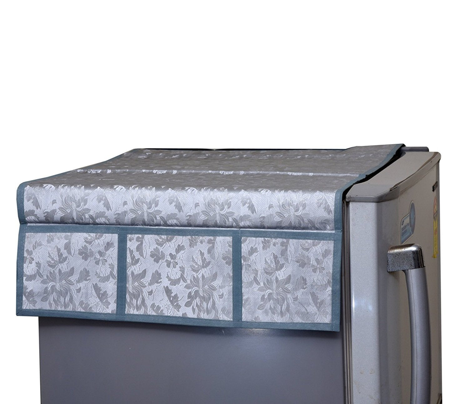 Wukusy 1088 decorative fridge top cover with floral design, fitting over the top of a standard kitchen refrigerator.