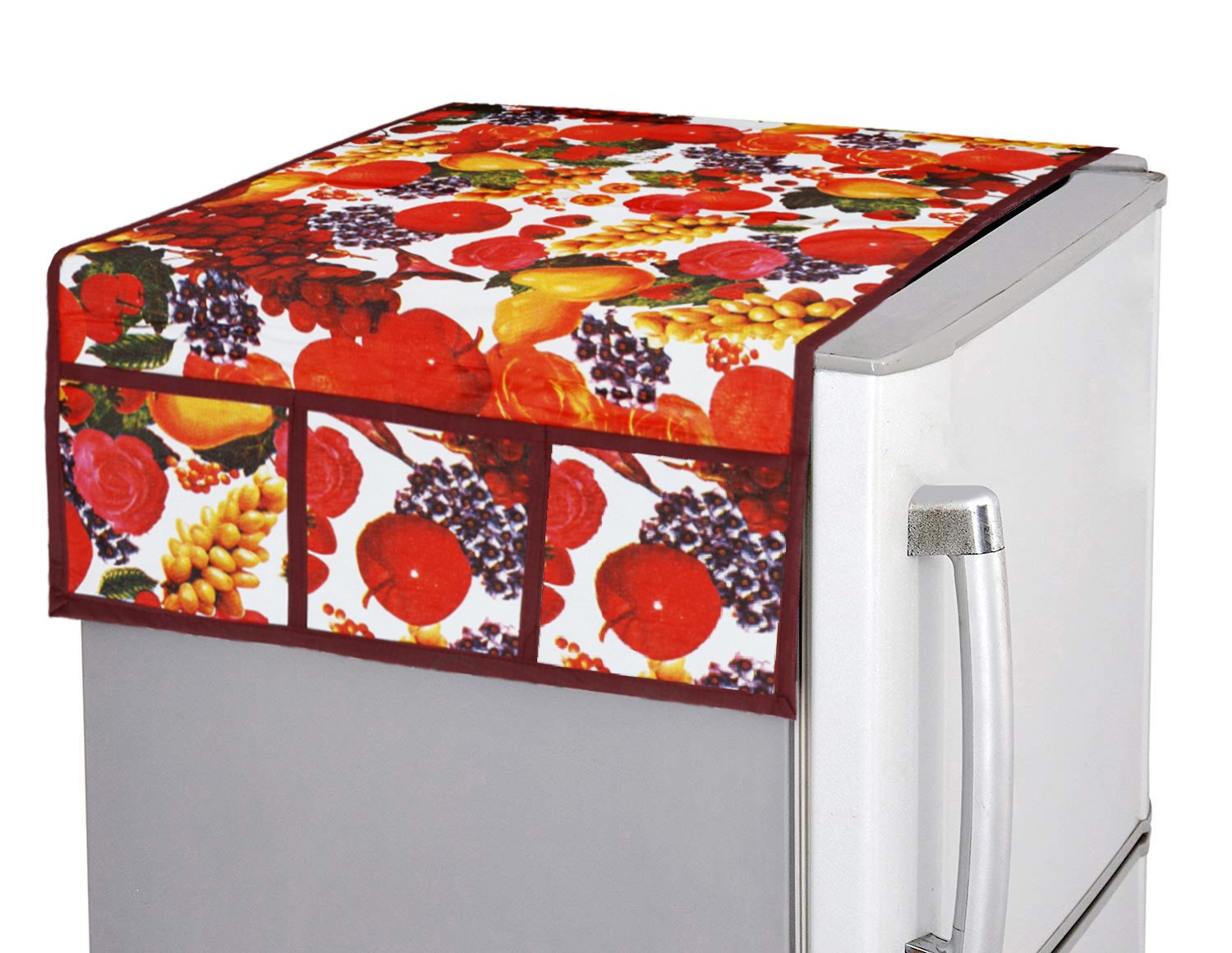 Decorative kitchen fridge top cover by Wukusy, featuring intricate patterns and vibrant colors for home improvement decor.