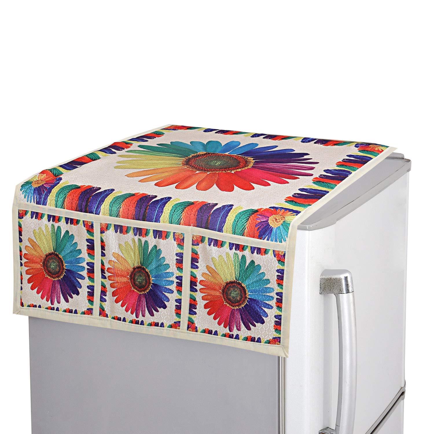 Wukusy decorative kitchen fridge top cover, home improvement, stylish and functional fridge protector with intricate design.