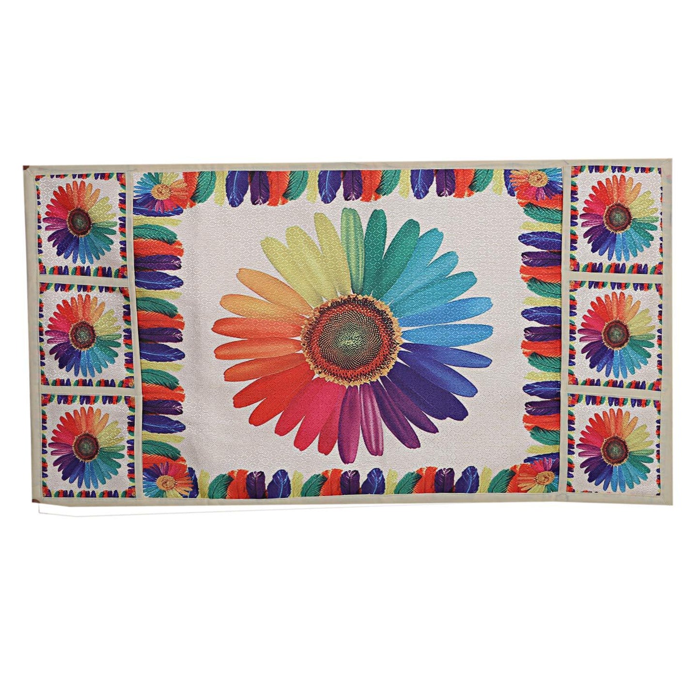 Decorative kitchen fridge top cover by Wukusy, featuring intricate patterns for home improvement and appliance protection.