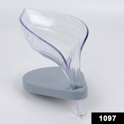 Wukusy leaf-shaped soap box with self-draining design, perfect for bathroom soap storage and organization.