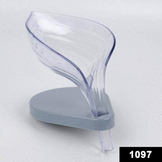 Wukusy leaf-shaped soap box with self-draining design, perfect for bathroom soap storage and organization.