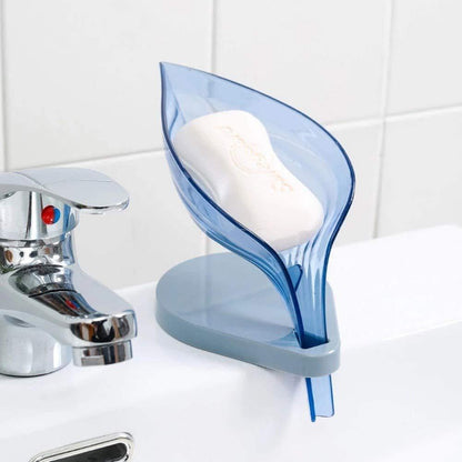 Leaf-shaped soap box by Wukusy with self-draining design, ideal for bathroom soap storage and home improvement.