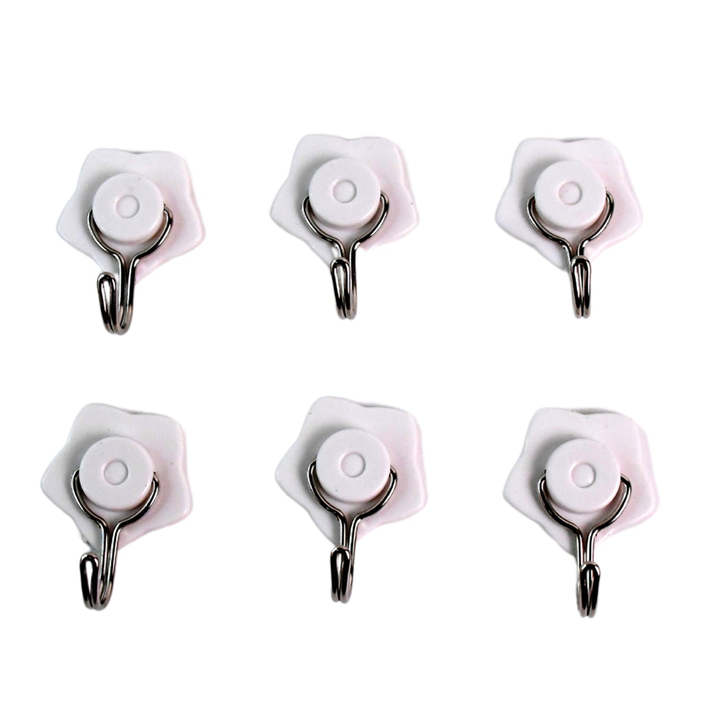 Set of six Wukusy multipurpose self-adhesive plastic wall hooks for home improvement, suitable for hanging various items.