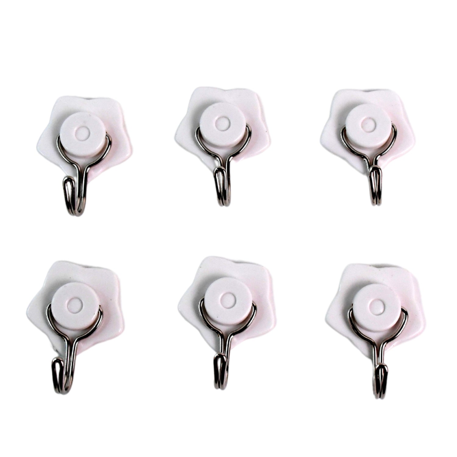 Set of six Wukusy multipurpose self-adhesive plastic wall hooks for home improvement, suitable for hanging various items.