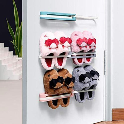 Wukusy multifunction folding slippers and shoe hanger organizer rack for home storage and organization.