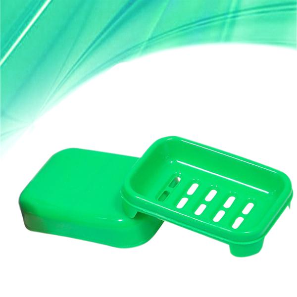 Wukusy plastic soap case with lid for bathroom, compact covered soap keeper for home bathroom organization
