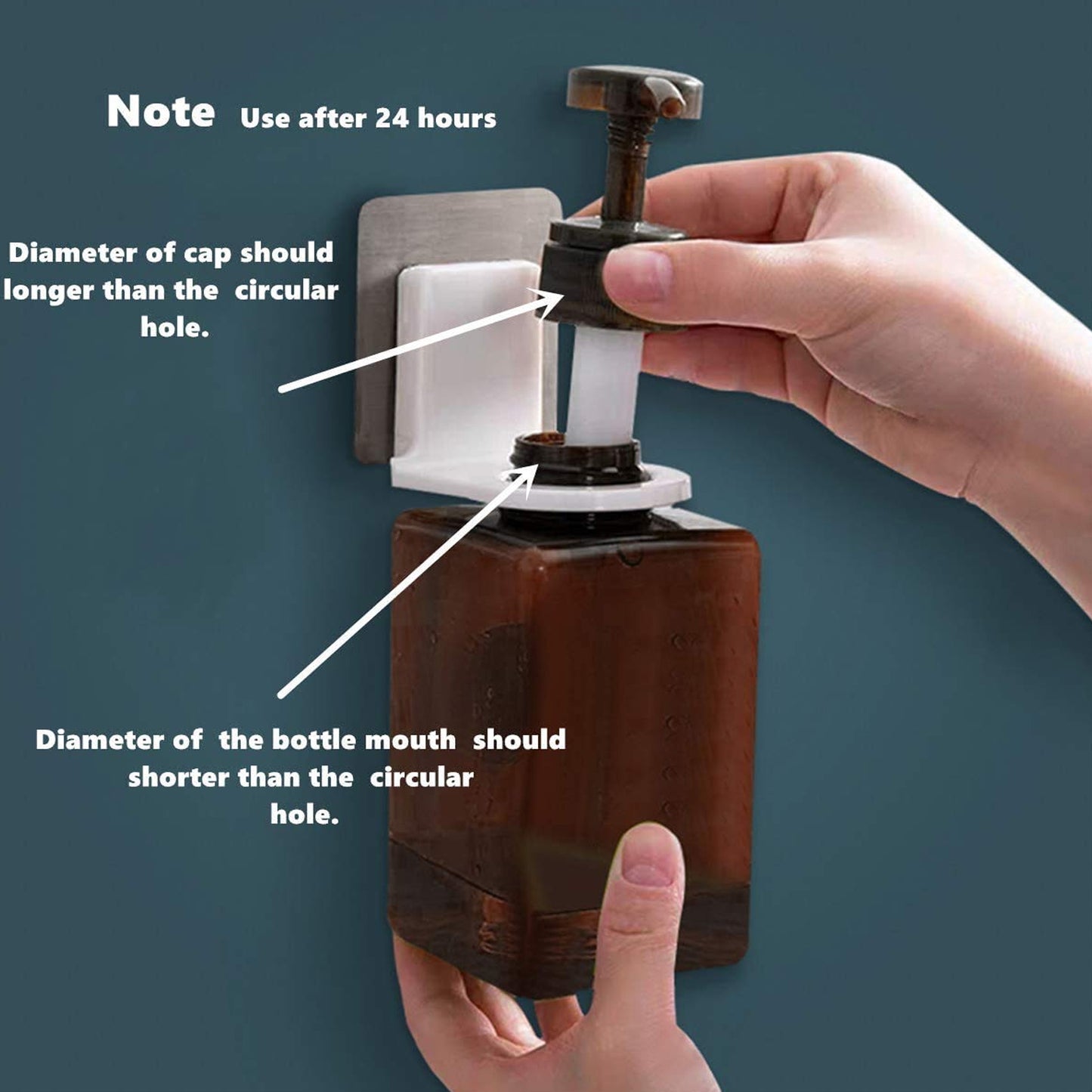 Wukusy wall-mounted sticky hook holding a shampoo bottle, with a power socket nearby, in multi-color for bathroom storage.
