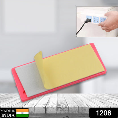 Wukusy 1208 self-adhesive wall mount plug organizer for home office, reusable with no residue, ideal for multiuse device organization.