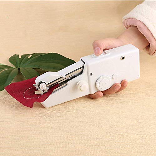 Wukusy handheld portable mini electric cordless sewing machine for beginners, compact home improvement tool with adjustable settings.