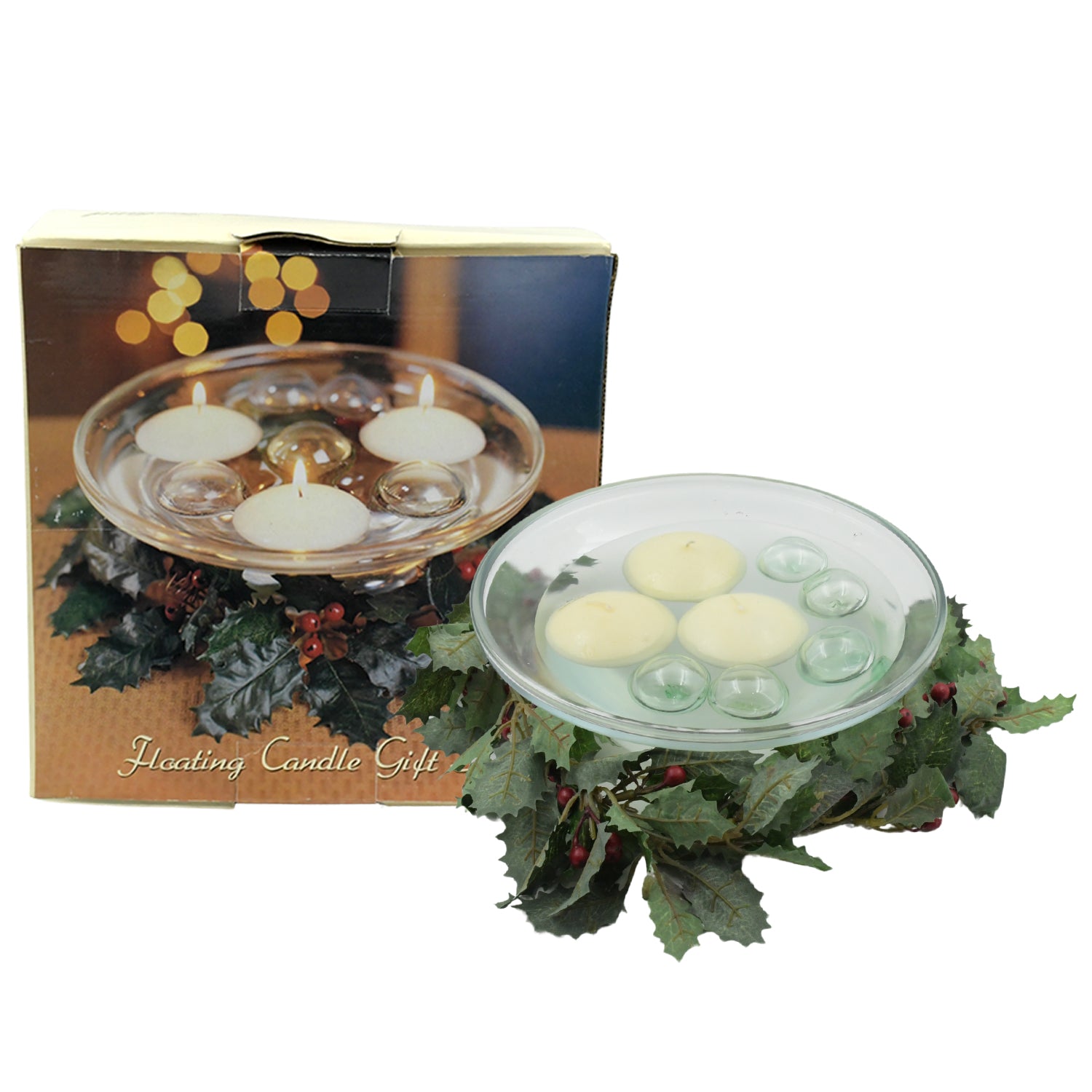 Wukusy floating candle light candle holder set with water container, ideal for romantic table decor and home improvement.