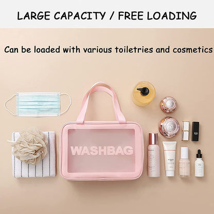 Set of three Wukusy cosmetic pouches in small, medium, and large sizes for makeup, toiletries, and accessories, travel or home use.
