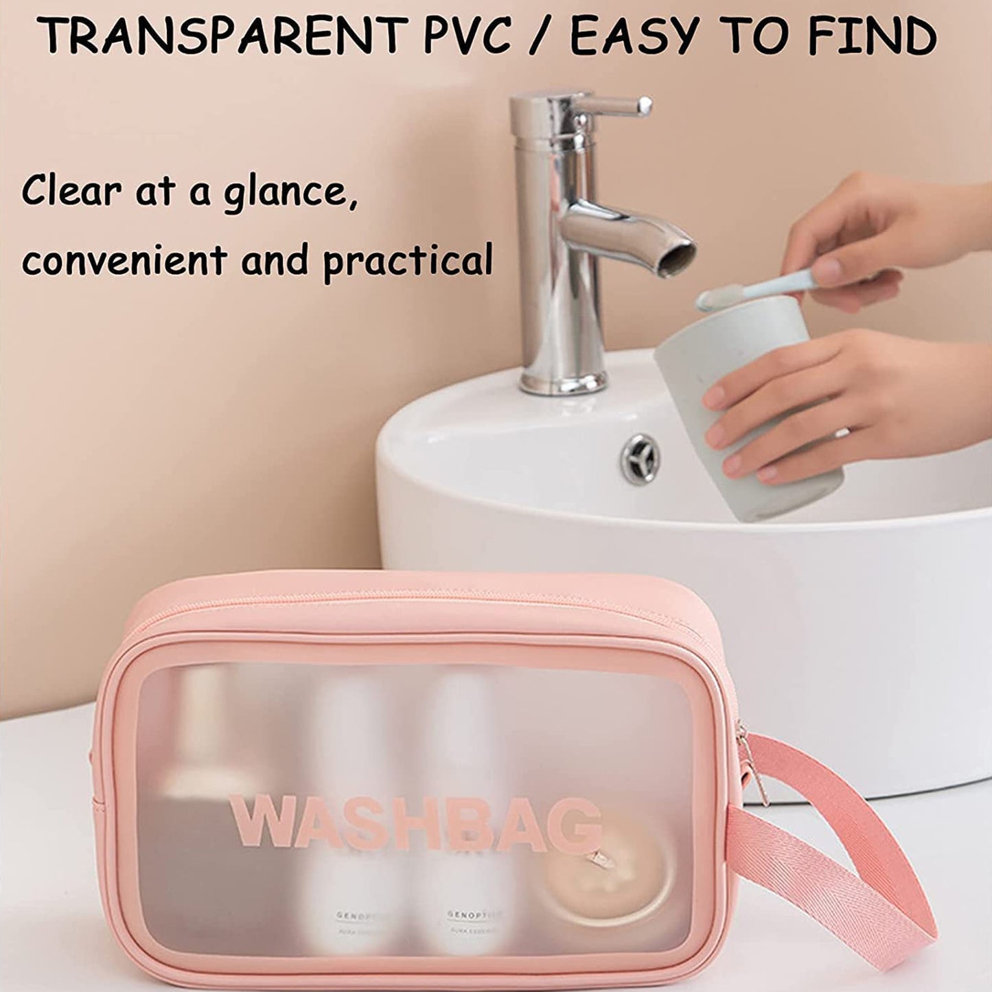 Set of three Wukusy cosmetic pouches in small, medium, and large sizes, perfect for makeup, toiletries, and accessories.