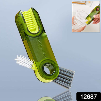 Wukusy 3-in-1 multifunctional cleaning brush for bottles, cups, and lids, ideal for home kitchen cleaning tasks.