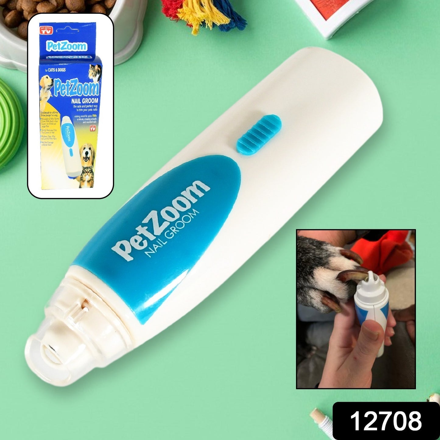 Wukusy electric pet nail trimmer for dogs and cats, cordless nail grinding clipper with ergonomic design and safety guard.