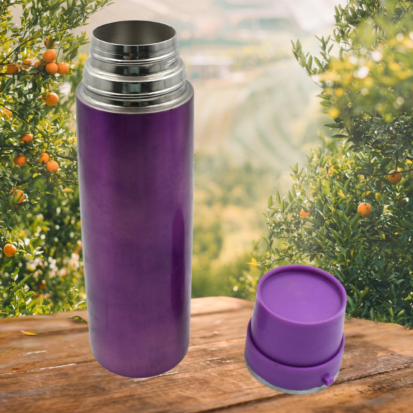 Wukusy stainless steel water bottle, 500ml, leak-proof, rust-proof, BPA-free, suitable for hot and cold drinks at gym or office.