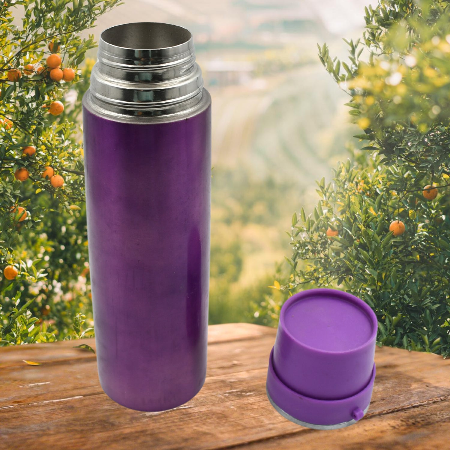 Wukusy stainless steel water bottle, 500ml, leak-proof, rust-proof, BPA-free, suitable for hot and cold drinks at gym or office.
