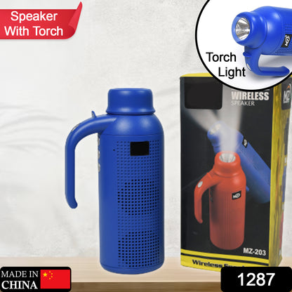Wukusy Smart Bluetooth Speaker with torch light and night flash light, wireless design for home improvement and outdoor use.