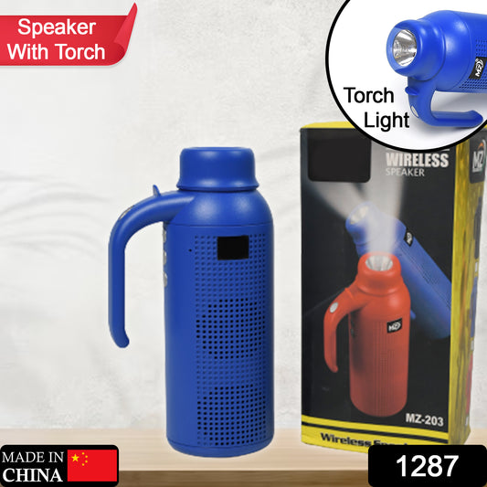 Wukusy Smart Bluetooth Speaker with torch light and night flash light, wireless design for home improvement and outdoor use.