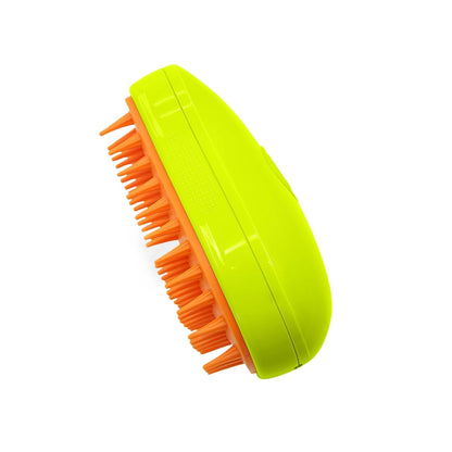 Wukusy 3-in-1 steam cat and dog grooming brush with self-cleaning function for removing loose, tangled hair and massaging pets.