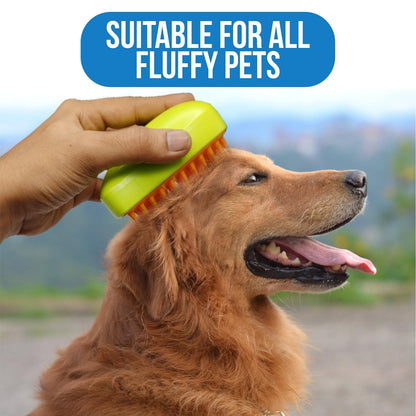 Wukusy 3-in-1 steam cat brush for grooming, pet hair removal, and massage for cats and dogs, with self-cleaning feature.