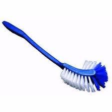 Wukusy 2-in-1 double hockey stick shape toilet brush for home improvement, with sturdy handle and cleaning brush in a bathroom setting.