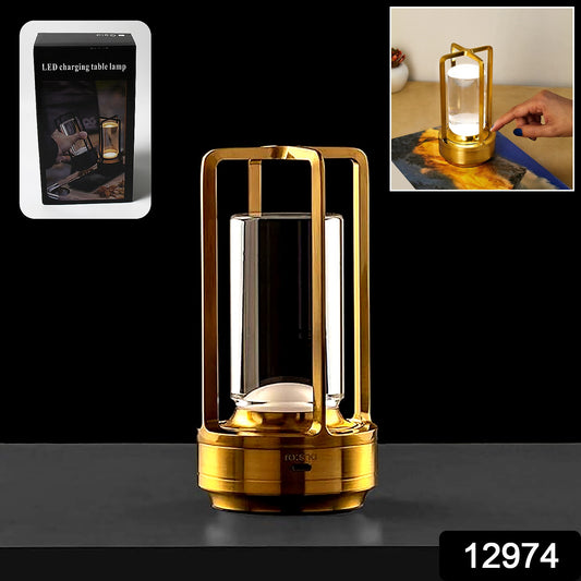 Wukusy crystal lantern table lamp with rechargeable LED lights, three color options, cordless design, ideal for bedroom or restaurant decor.