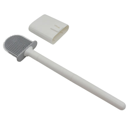 Wukusy portable silicone toilet brush with wall-mounted holder, long handle, anti-drip design, non-slip grip for effective cleaning.