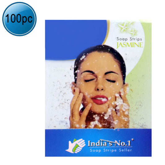 Wukusy Fresh Paper Soap Strips for travel, jasmine-scented hand wash, 100-piece pack, compact and convenient for hygiene on the go.