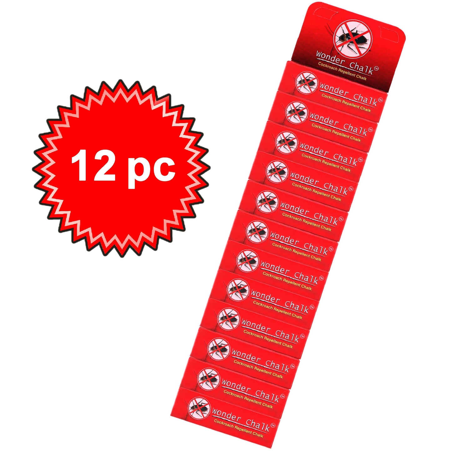 Wukusy Cockroaches Repellent Chalk pack of 12, designed to keep cockroaches away in home improvement settings.