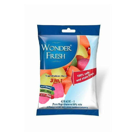 Multicolour Naphthalene Balls by Wukusy for home improvement, 100 grams, showing vibrant round balls in a container.